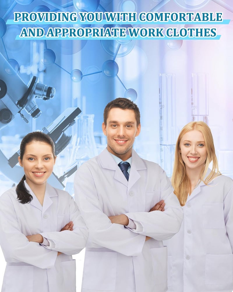 Cutecrop 3 Pcs White Professional Lab Coat with 3 Pockets for Women Men Unisex Consultation Coat for Nurse Doctor - Image 5